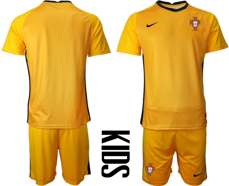 Youth 2021 European Cup Portugal yellow goalkeeper Soccer Jersey